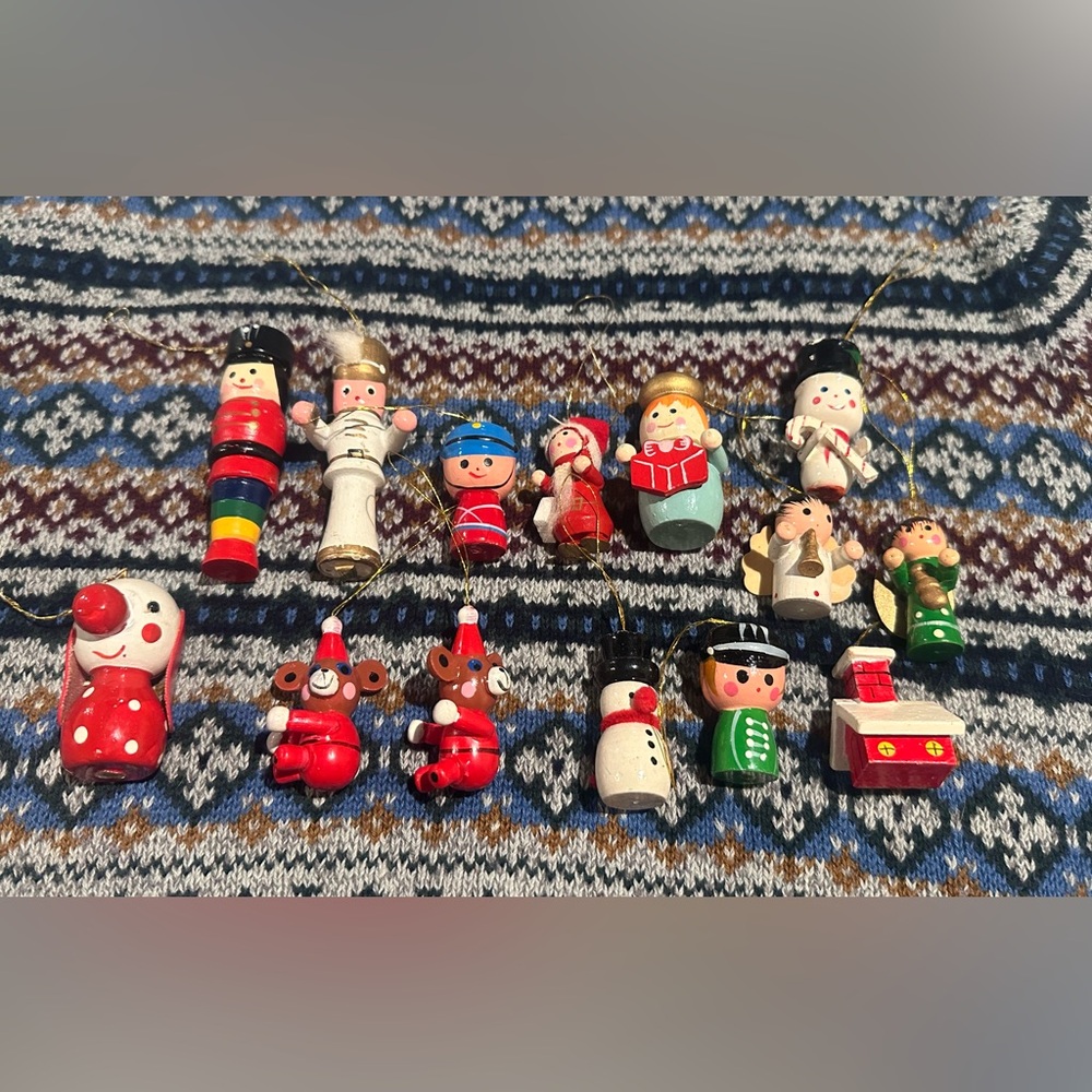 Large lot of Vintage Wooden Christmas ornaments